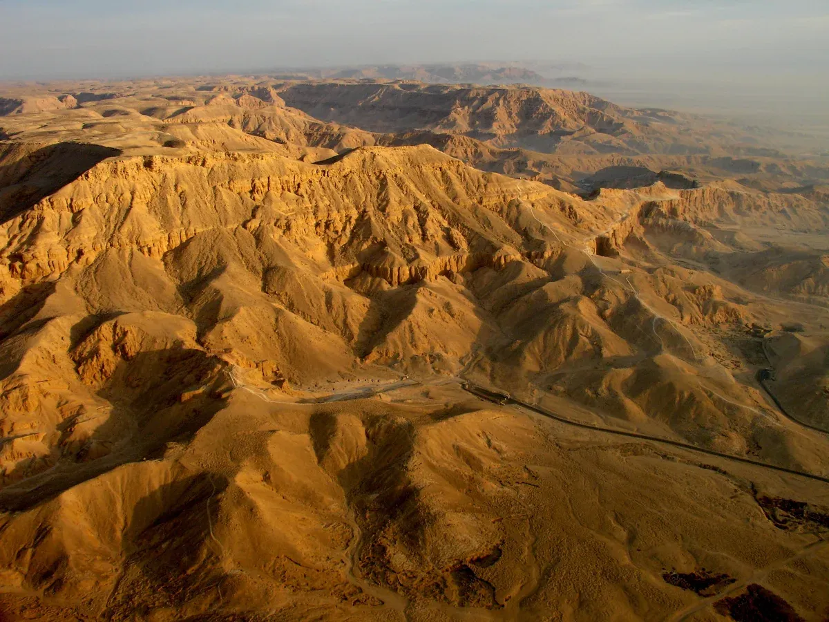 The desert wadi of the Valley of the Queens on the Luxor West Bank, seen on a Valley of the Kings tour