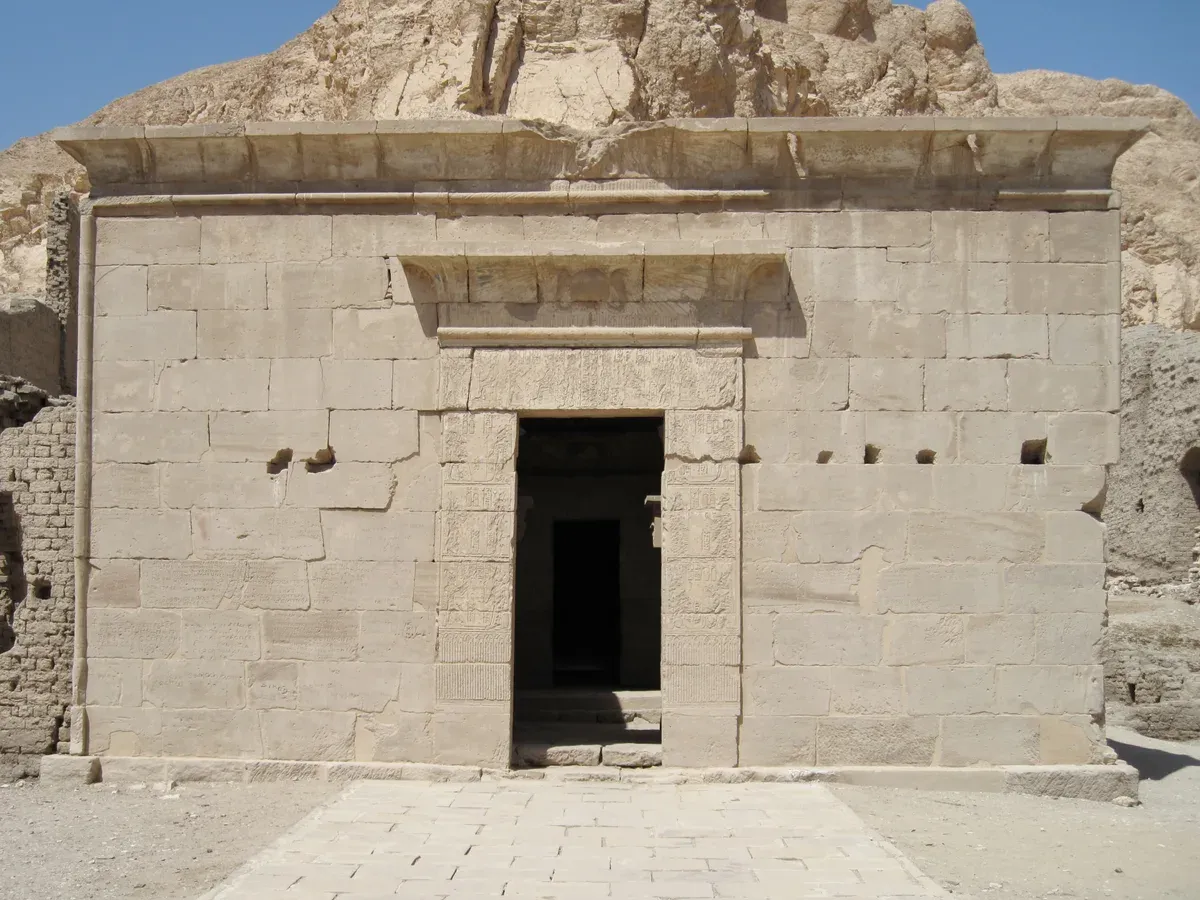 The small Ptolemaic temple at Deir el-Medina on the Luxor West Bank, seen on a Valley of the Kings tour